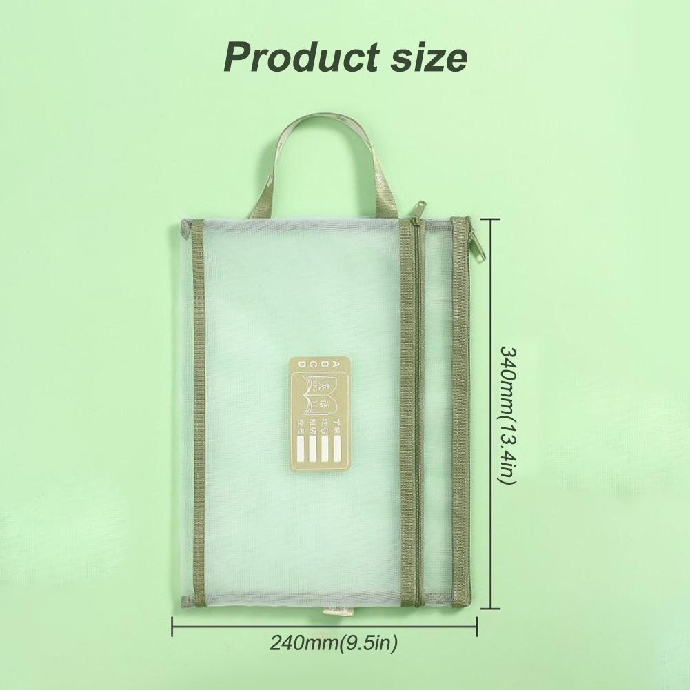 Stationery Storage Bag,Double-Layer Mesh Zipper Bag,Transparent Document Organiser,Large Capacity File Folders For Office