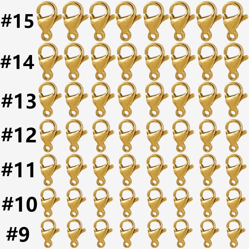 50Pcs Rainbowblacksilvergoldrose Gold Color Stainless Steel Lobster Clasps Accessories For Jewelry Making Supplies Materials