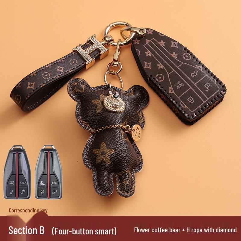 Key Case for 20 Hongqi Models: H5, H7, HS5, HS7 - Car Remote Control Cover with Female Buckle