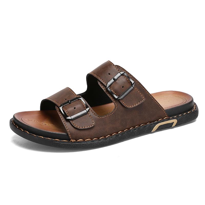 

Fashion Trendy young men s slippers Comfortable and lightweight daily style beach Outdoor street walking Plus Size Hot selling shoes 47 коричневый