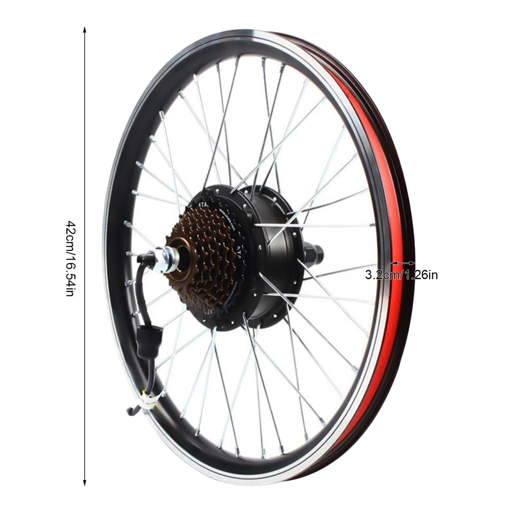 20 Inch LED Rear Wheel Motor Hub Electric Bicycle E-Bike Conversion Kit 36V 250W Waterproof Wire For Both V Brake and Disc Brake