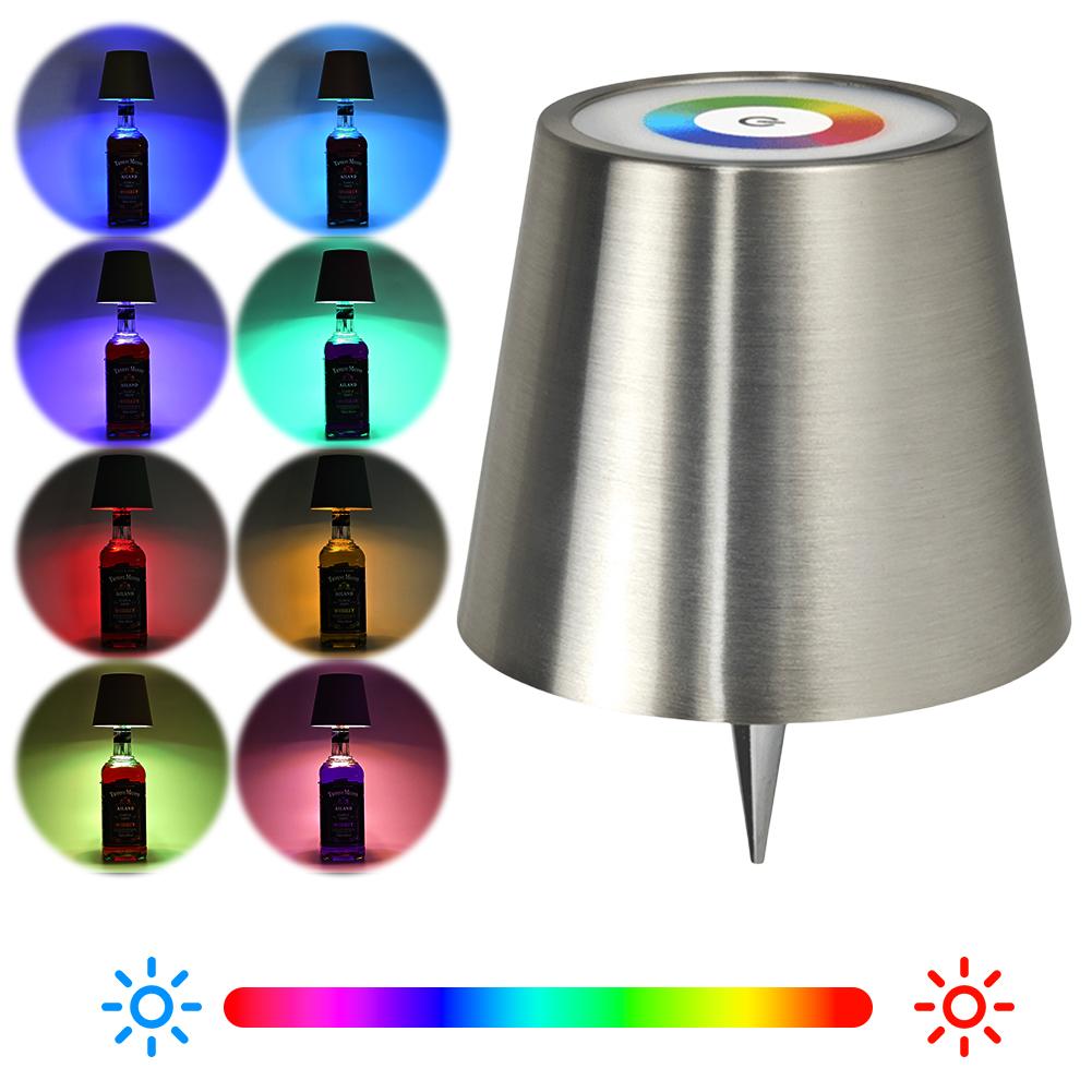 LED Table Lamp Rechargeable RGB Bottle Lamp 2000mAh Dimmable Cordless Bottle Light for Bedroom Restaurant & Bar Christmas Gifts