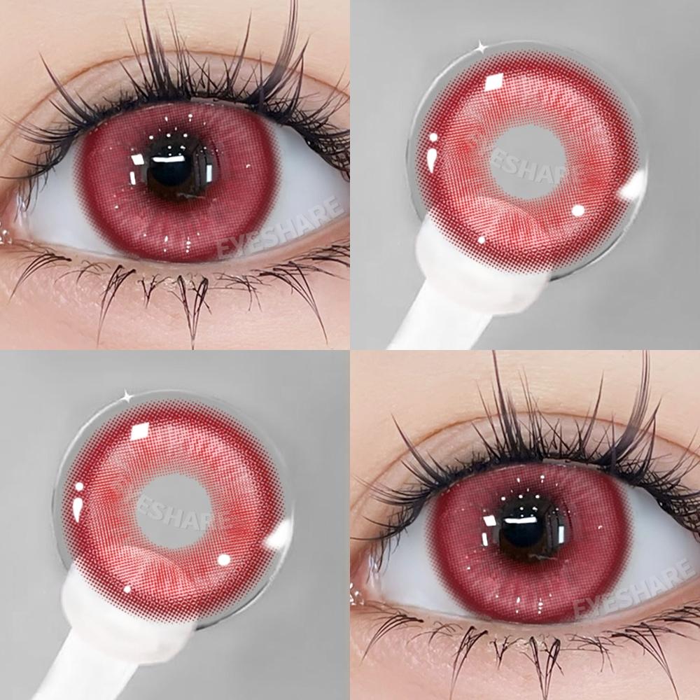 Eyeshare 2Pcs Red Contact Lenses 14.5mm Contact Lenses Big Doll Eye Color Iris For Eyes Natural Cosmetics Annual Contacts