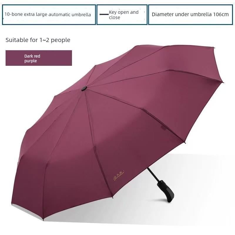 Paradise Umbrella, Fully Automatic One-Touch Open/Close, 10-Rib Extra-Large Folding Umbrella, Dual-Purpose for Sun and Rain, Automatic Umbrella
