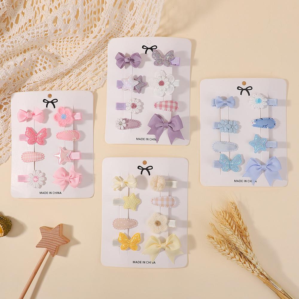 8Pcs/Set Girls Lovely Barrette Hairclips Sweet Bowknot Minni Hair Clips for Girls Fresh Hair Accessories Gift
