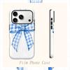 Painted Gingham Bow Blue Watercolor Graphic Art Design Film Aesthetic Protective Shockproof Bumper Phone Case Cover For iPhone 13 15 16 17 ProMax Plus