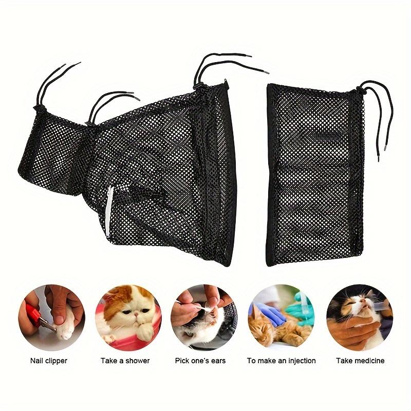 Cat Bathing Bag, Breathable Mesh Cat Shower Bag Anti Scratch Adjustable Cat Grooming Bag For Nail Trimming, Bathing Polyester So