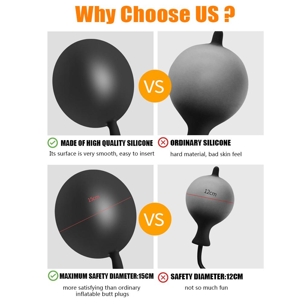Inflatable Anal Plug 15cm Ball Butt Dilator for Women Vaginal Expander Men Prostate Massager Sex Toys Adult Game Erotic Products