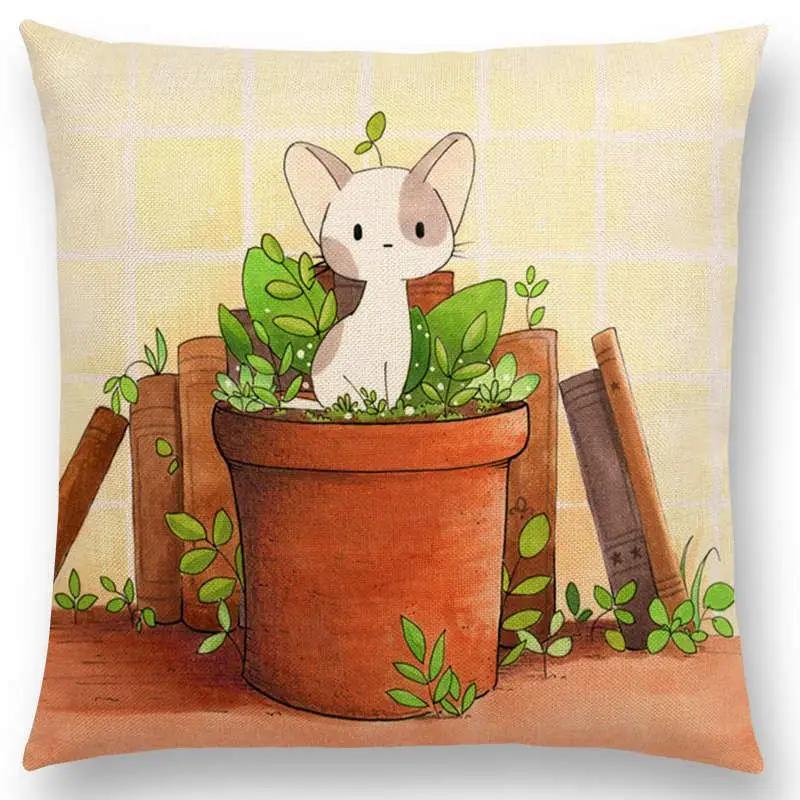 Newest Cute Cartoon Sofa Pillow Cover Black and White Cat Funny Fox Cushion Cover Throw pillowcase