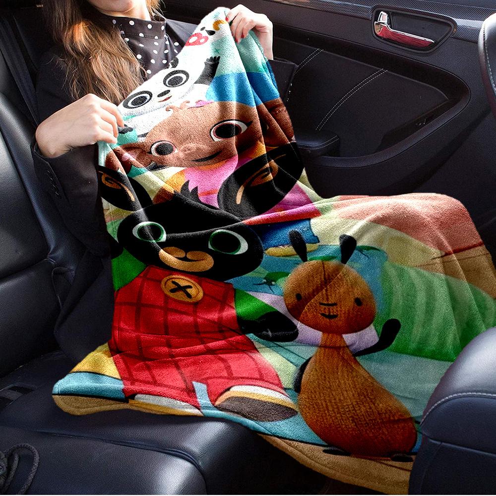 1pz Coperta Plaid in Flanella, Panda, Coniglietto, BingPattern Stampata, Calda Accogliente Morbida Coperta Per Divano Letto Divano Auto Ufficio Viaggio190