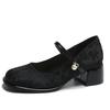 New Spring Women Shoes Square Toe Women Pumps Fashion Retro Mary Jane Shoes for Women Chunky Mid Heels Ladies Shoes