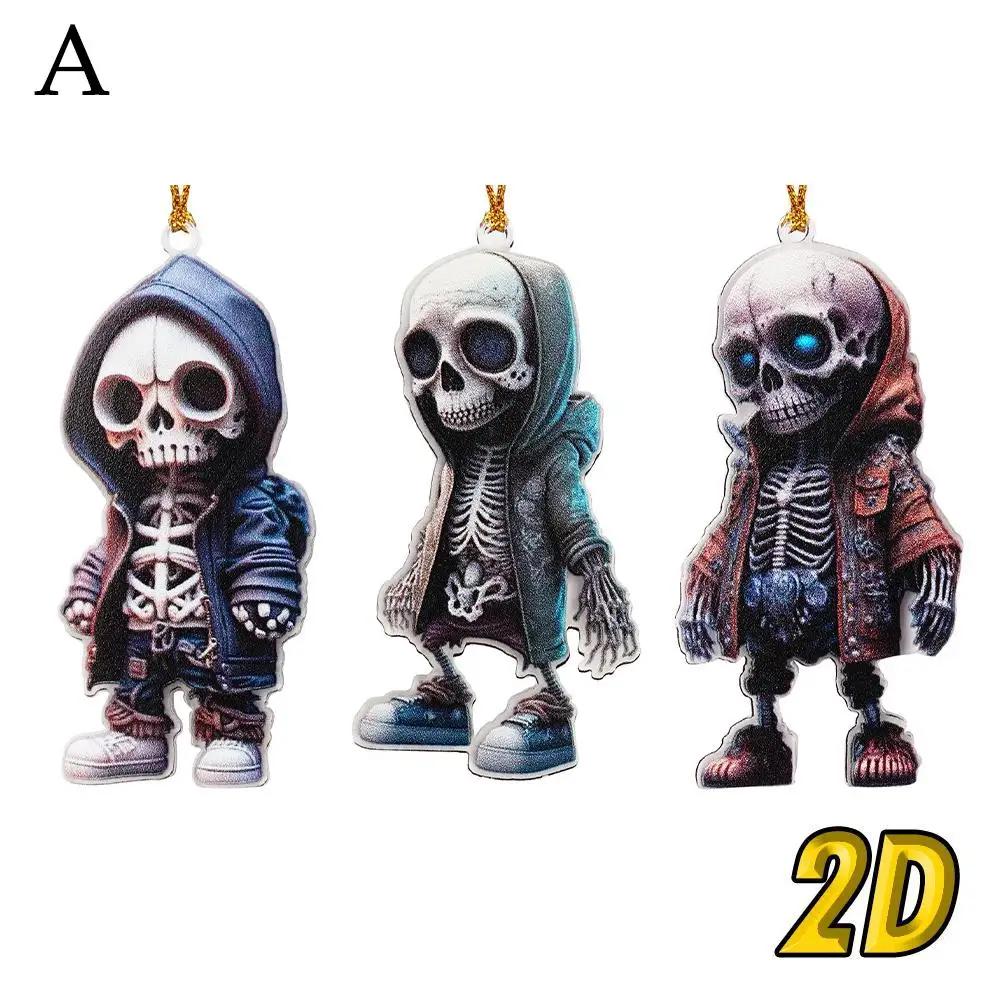 Figurine Schelet Acrilic Pandantiv Oscilant Oglindă Retrovizoare Mașină Halloween Decorațiuni Interioare Auto Ornament Vehicul Pentru Auto Spate N8J7