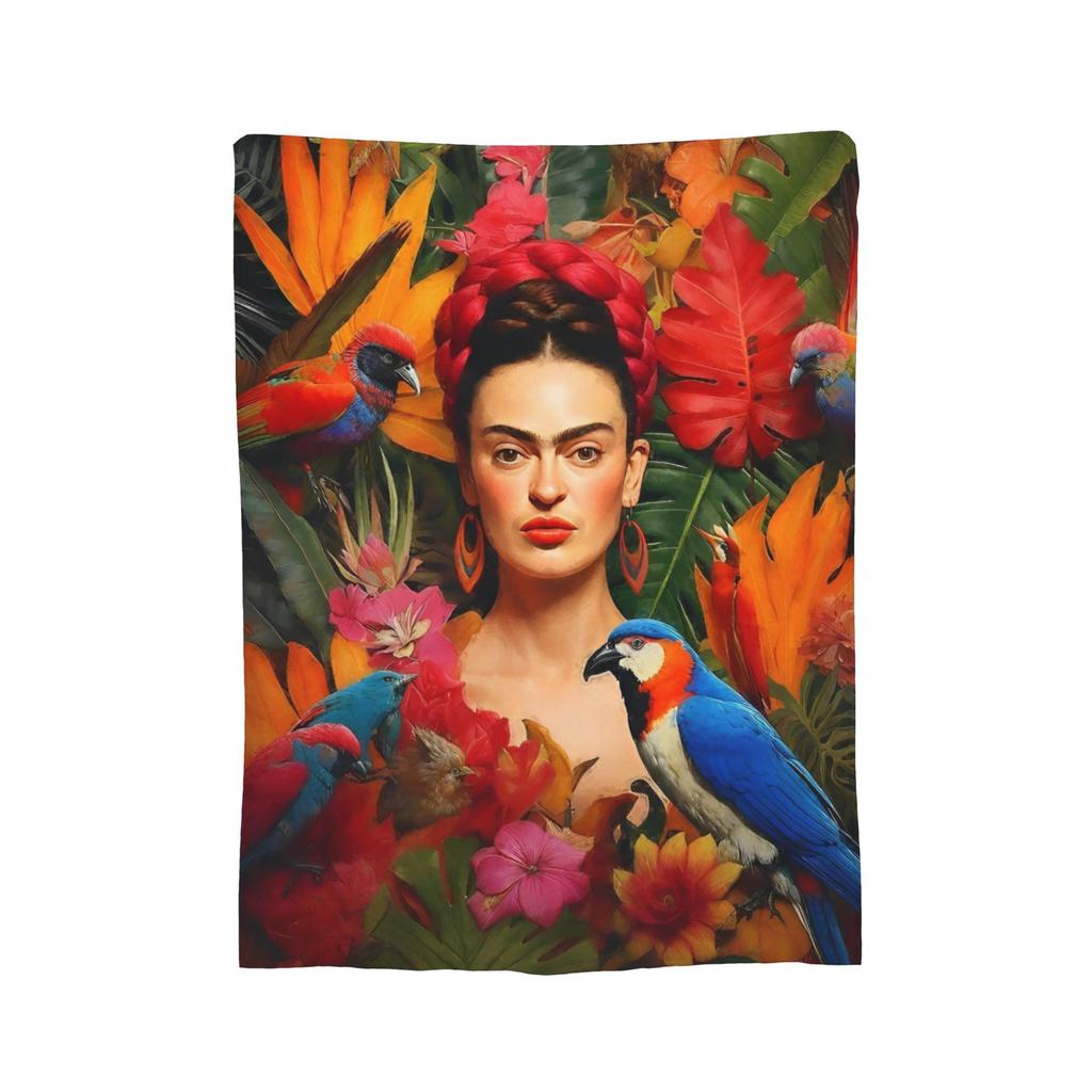 México Artista F-Frida K-Kahlo Mantas de Franela Manta Decorativa Impresionante para Sofá Ropa de Cama Sala de Estar 150*125cm Felpa Colcha Fina,