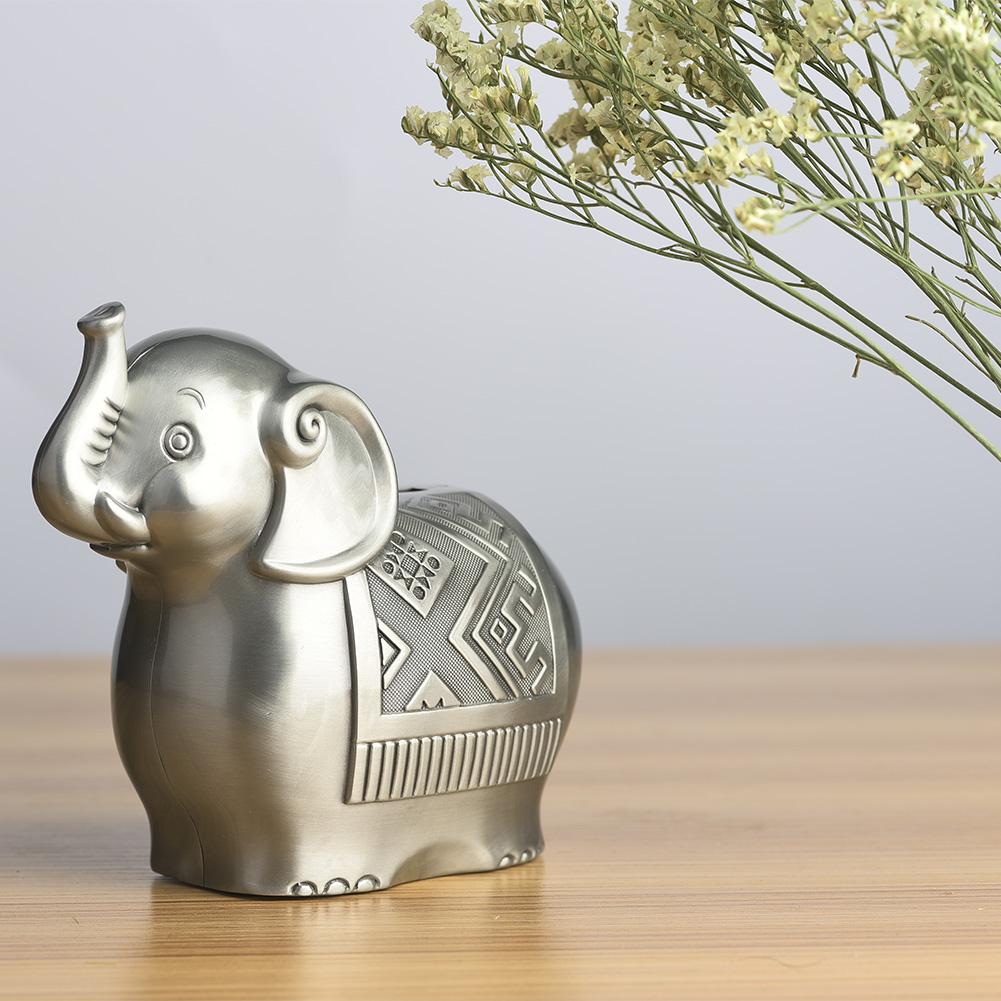 Alloy Material Cute Elephant Shape Coin Bank Money Saving Box for Kid Gift