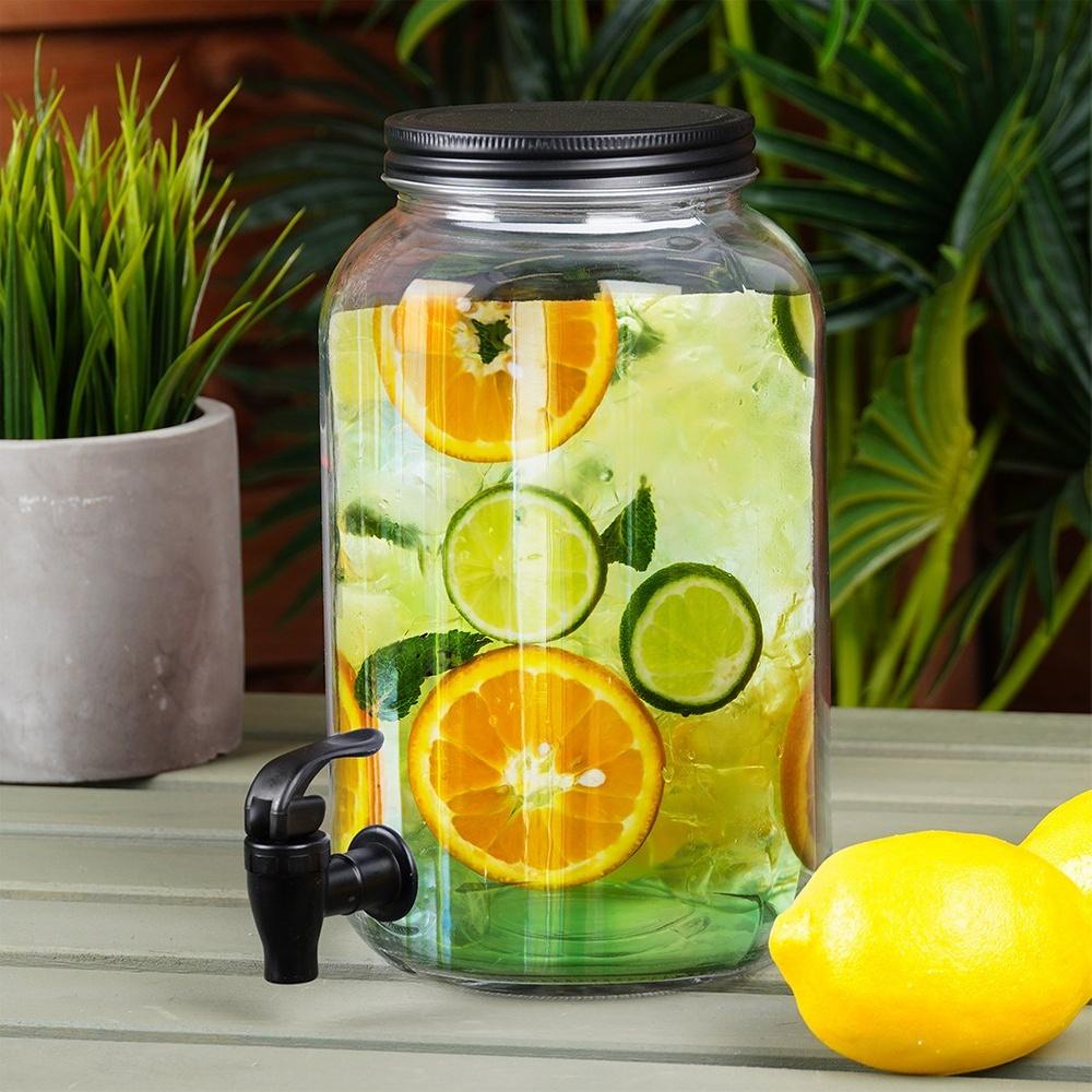 Glass Beverage Dispenser Jar with Tap 3.2L