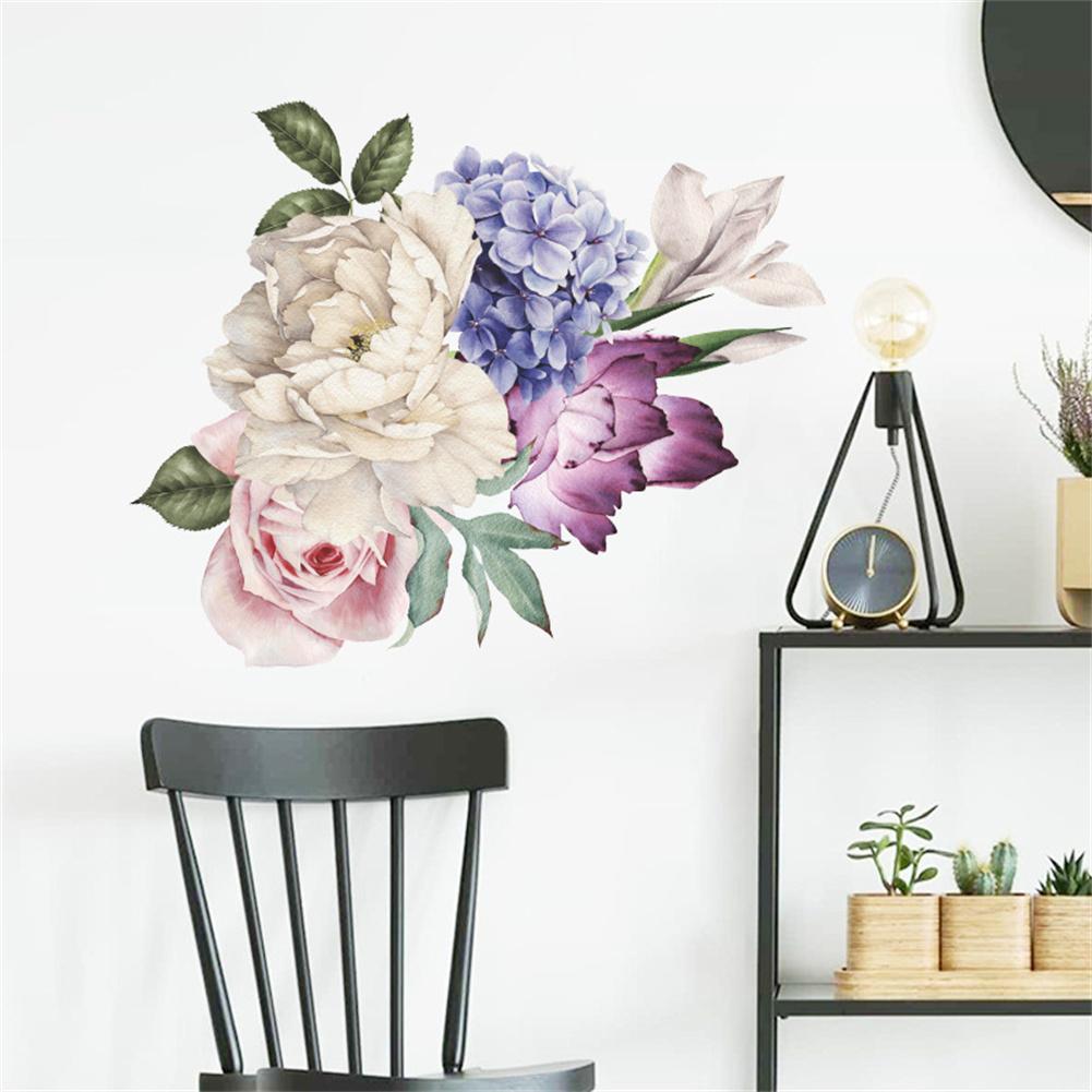 Peony Flower Wall Stickers Wall Decals Romantic Flowers Home Decor For Bedroom Living Room Entrance