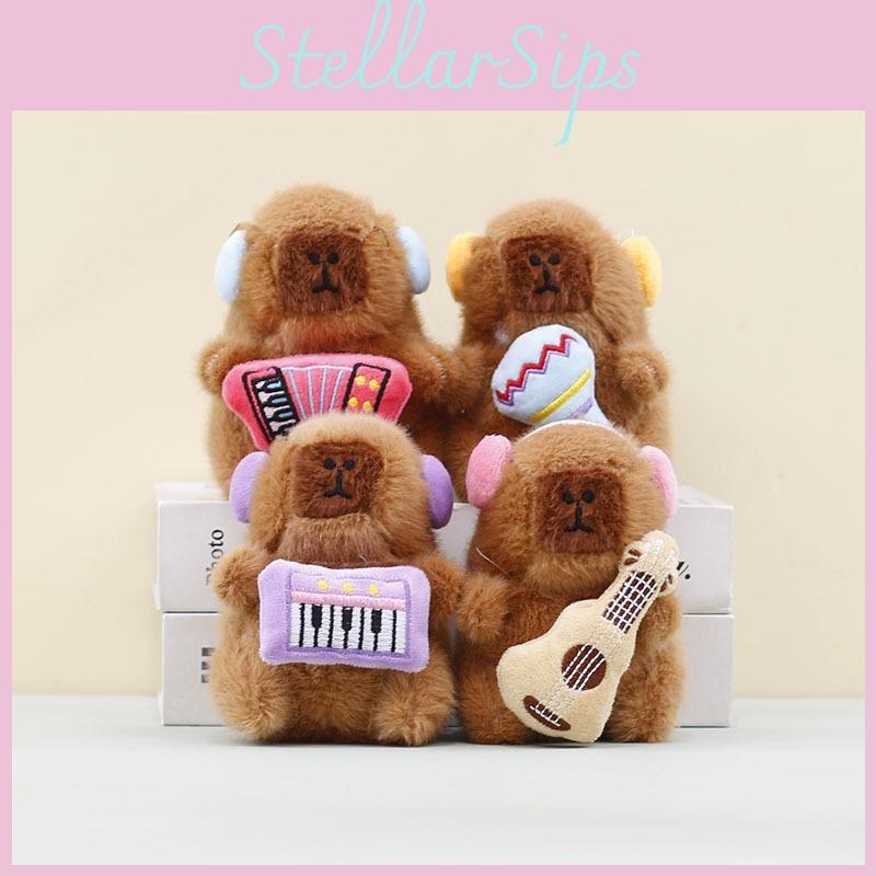 Capybara Music Band Mini Plush Pendant Toy Collectible Gift For Kids Decor Desk