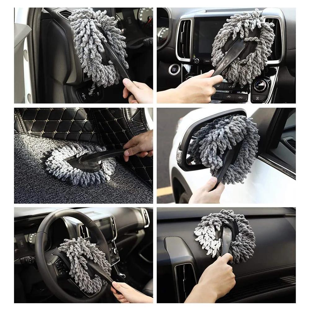 Auto Multifunction Microfiber Car Wax Brush Retractable Car Duster Removing Cheaner for Car Furniture Cleaning Tool Accessories