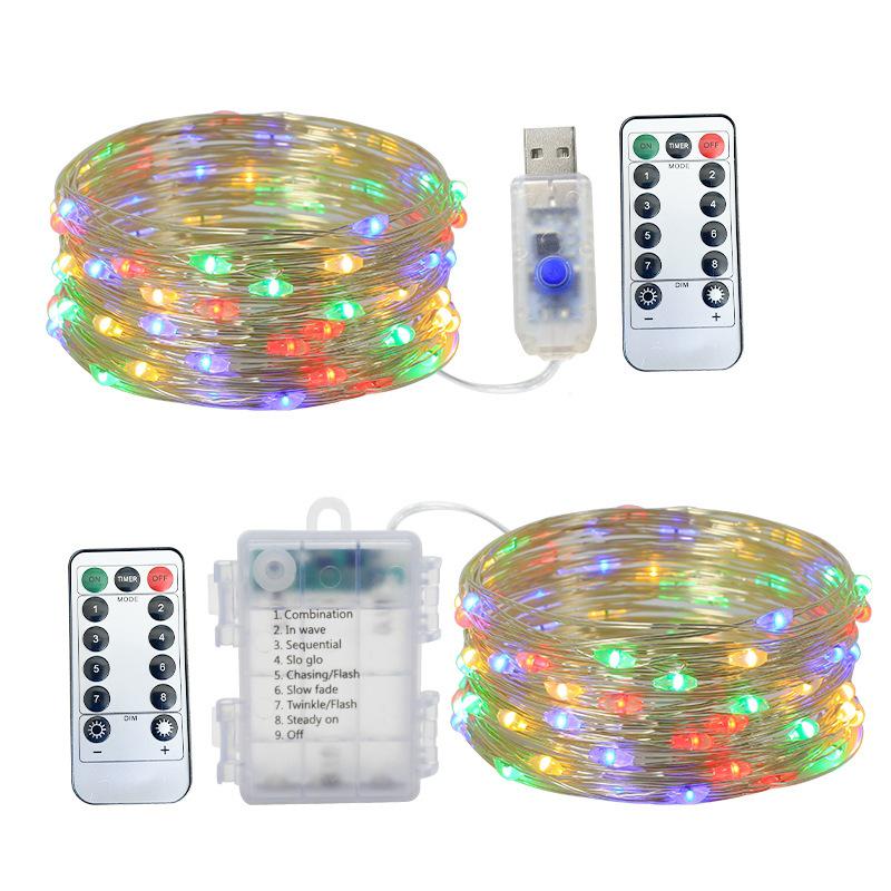 Waterproof Outdoor Christmas Copper Wire LED Lights - Colorful Battery-Powered Decorative String