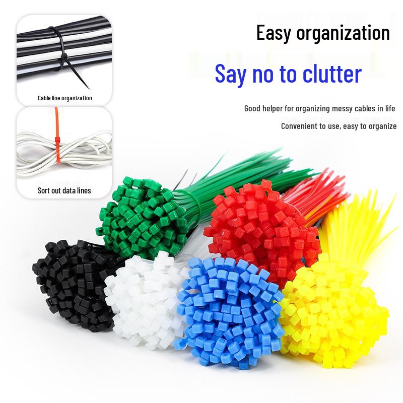 Self-Locking Nylon Cable Tie - Black & White Organizer Strap