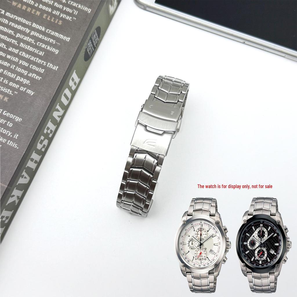 22mm Doppeldruck-Sicherheitsverschluss Edelstahl-Uhrenarmband für Casio EF-524