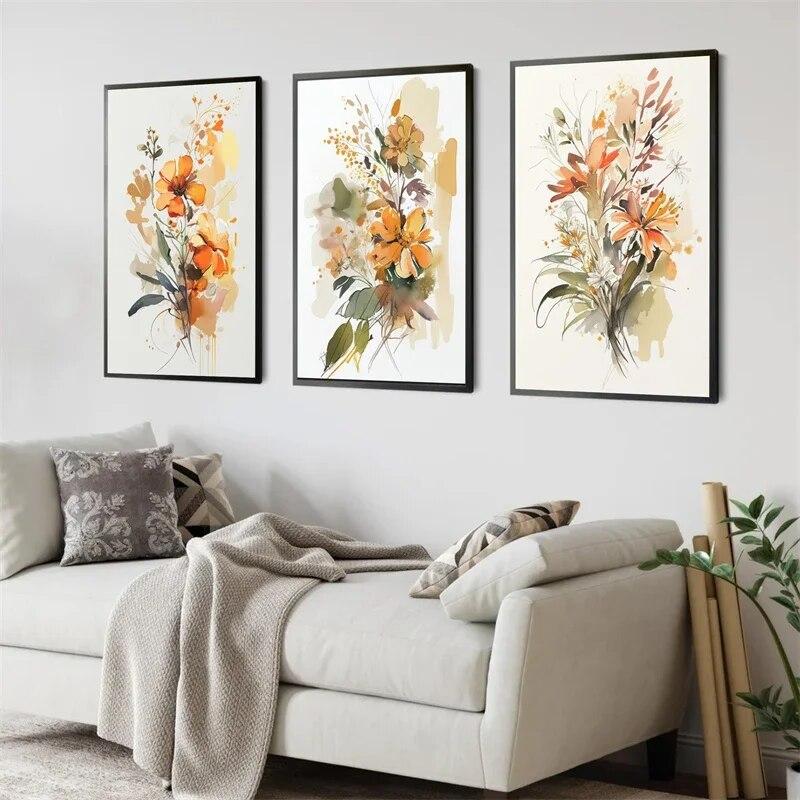 Arta florilor postere acuarela estetica flori colorate pictura pe panza imprimare pentru arta de perete decorare pentru casa decor camera de bucatarie