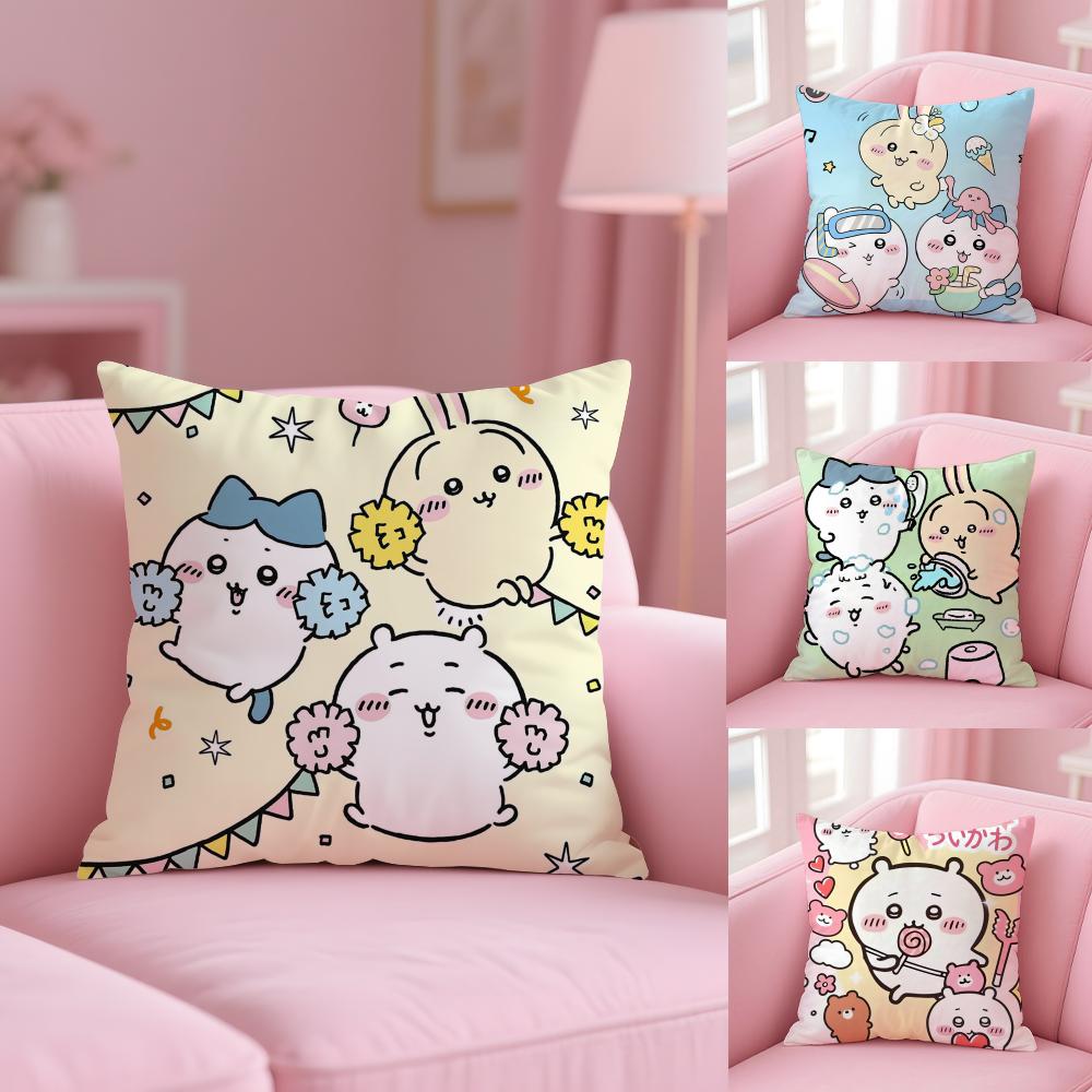 Cute Chiikawa Pillow Case Short Plush Double-Sided Printing Home Machine Washable In Warm Winter Cushion Cover
