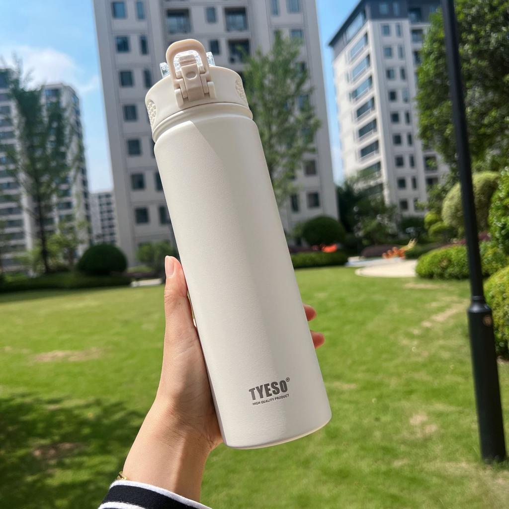 TYESO 600/750ML Stainless Steel Thermos Bottle Keeps Cold and Heat Thermal Mug Car Thermal Water Bottles for Valentine's Day