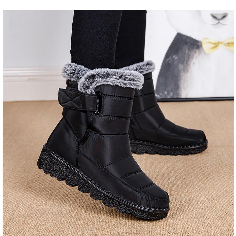 24 fur collar imitation rabbit hair tall tube warm women's snow boots Velcro waterproof women's boots casual women's shoes autumn and winter