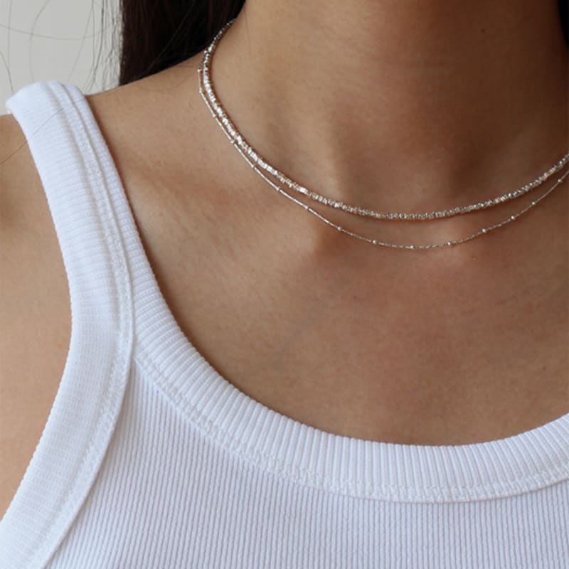 NORMALLEE [Silver 925] Glitter Pebble Necklace