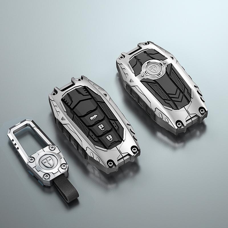 For Toyota Mark X Corolla RAV-4 Prado Carola 2 3 4 5Buttons Armor Design Galvanized Alloy Silicone Splicing Car Key Cover Case