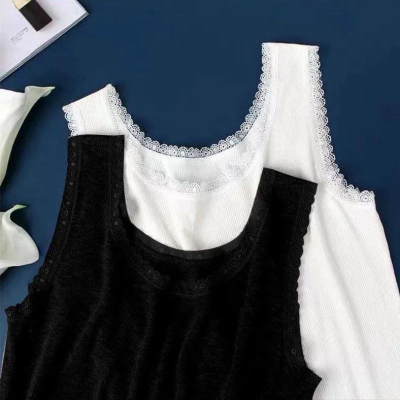 Fashion Summer Women's Lace Side Camisole Threaded Large Size Slim Fit Wearing A Bottoming Shirt Sleeveless Vest