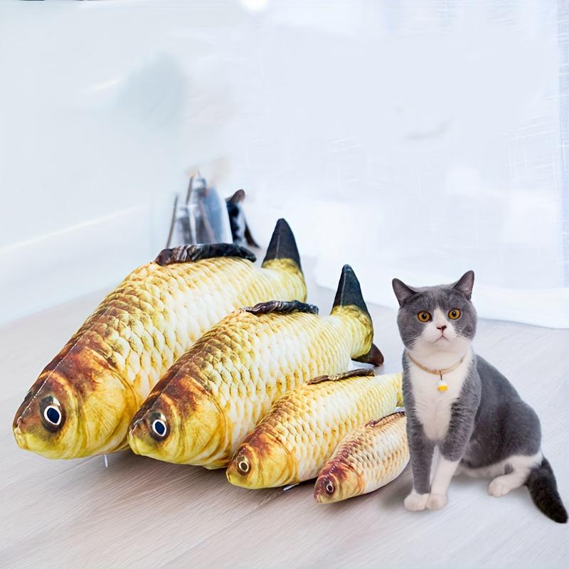 1PC Giocattoli per gatti con design a forma di pesce Giocattoli interattivi durevoli per masticare gatti Cuscino di peluche Giocattolo per gattini per animali domestici da interno ed esterno Giocattoli per digrignare i denti