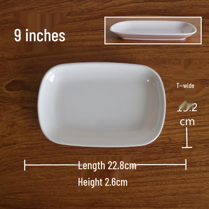 White Melamine Deep Rectangular Serving Plates (Set of 10)