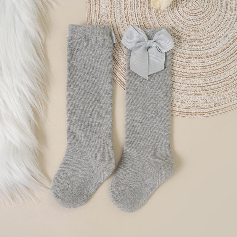 Șosete pentru bebeluși și copii mici de marcă nouă, toamnă iarnă, șosete lungi până la genunchi pentru copii fete, bumbac cu fundă mare, stil spaniol, șosete de podea pentru copii