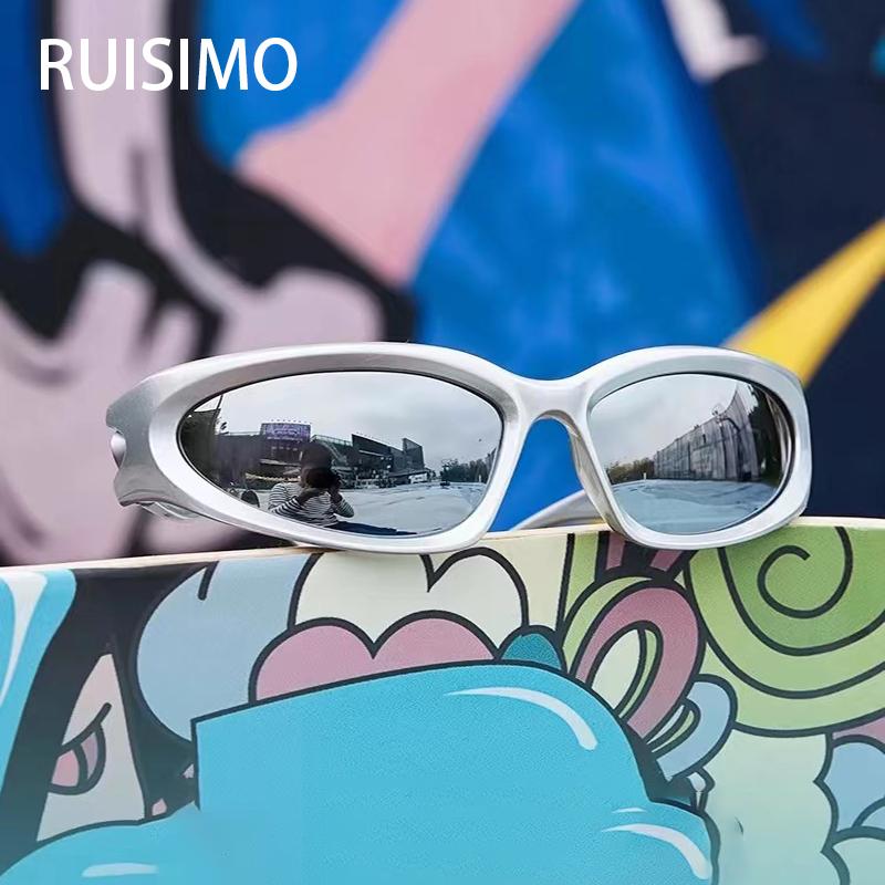 Wrap Around Y2K Sunglasses Unisex Futuristic Oversized UV400 Sun Glasses for Women Men Trendy Hip Hop Shades