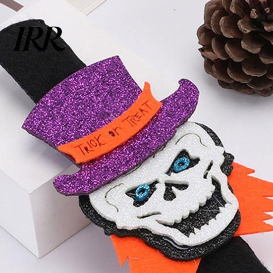 Halloween Party Favors Glitter Felt Slap Bracelet, Cartoon Pumpkin Skull Cat Spider Bands Snap Band, for Kids Adults