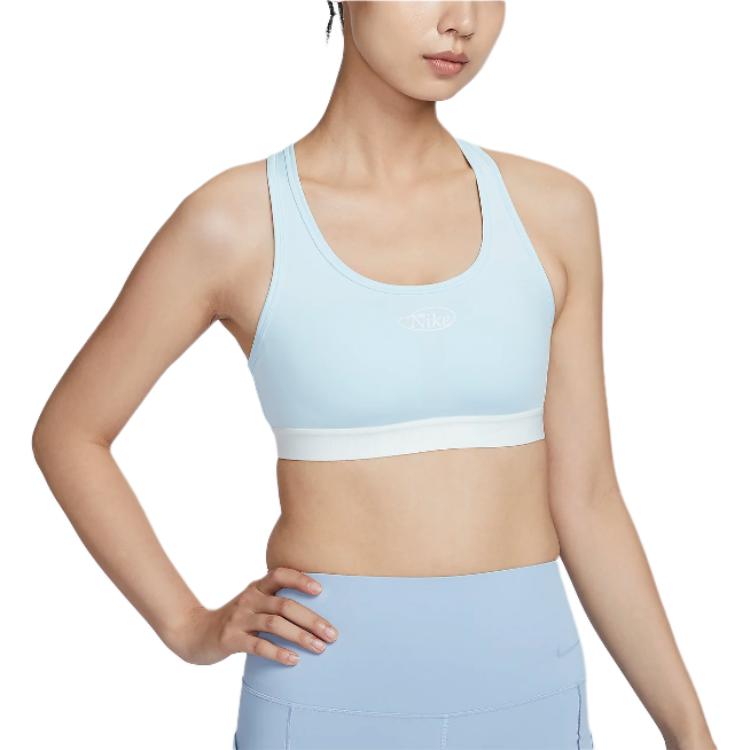 Nike Swoosh Dri-Fit Medium Support Quick-Dry Versatile Breathable Sports Bra Women Underwear Glacier-Blue HQ4741474