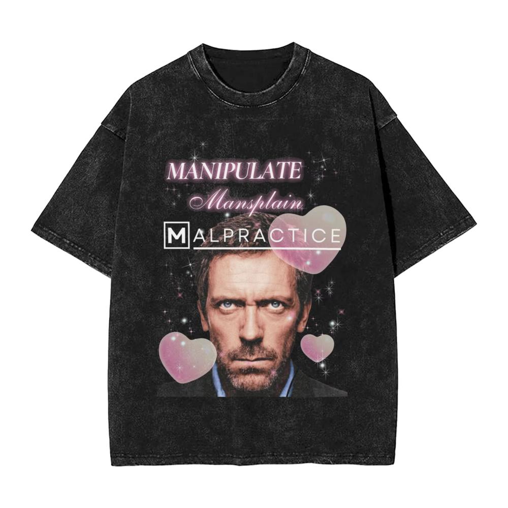 Mens Dr Gregory House MD Cat Meme Washed T Shirt Tees Summer Street Style ShortSleeve T Shirt O Neck Trending Casual Tee Shirt