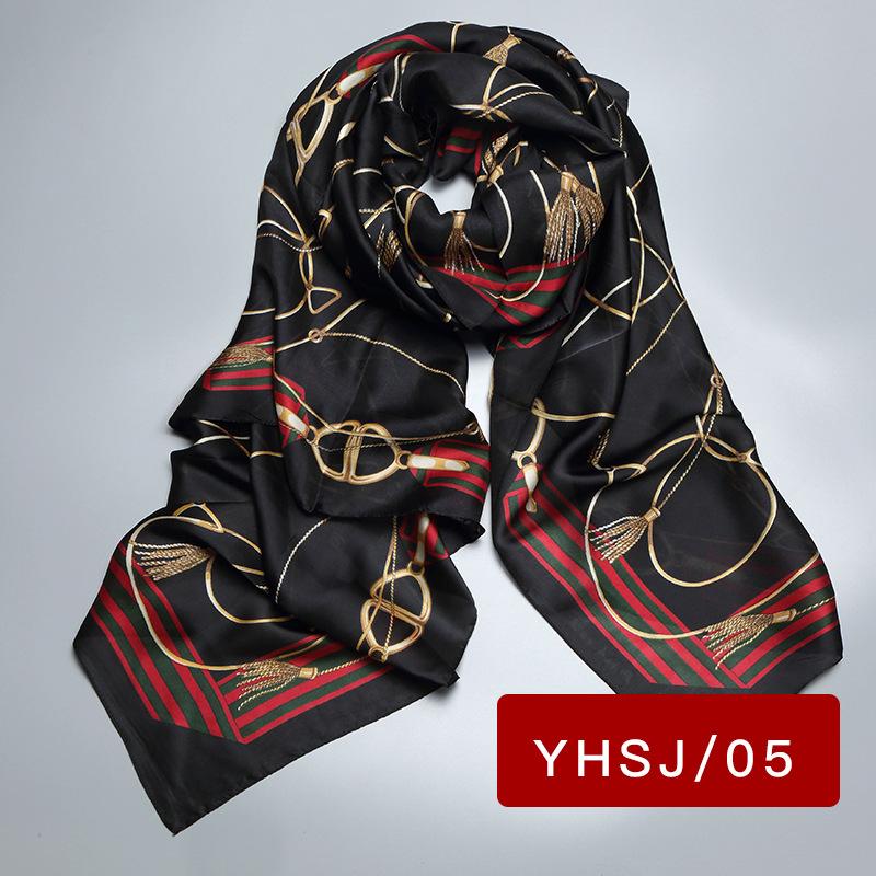 Women's High-Quality Satin Silk Scarf with Printed Design – Versatile for Beach Towel, Sun Protection, or Shawl.