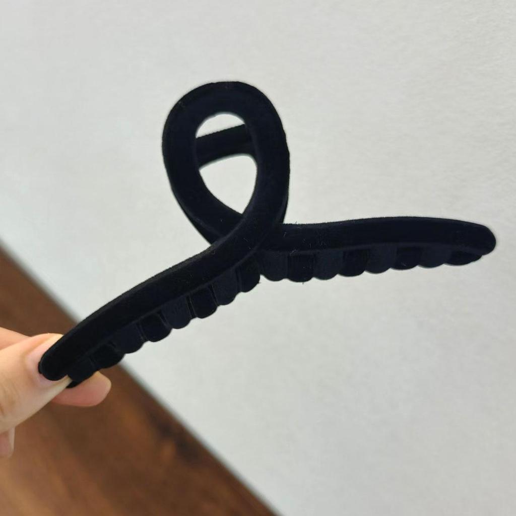 Elegant Autumn/Winter Large Flocked Claw Clip for High Ponytails - Internet Celebrity Style Hair Accessory