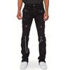 Meeste teksapüksid Sirged Püksid Keskmine Vöökoht Denim Lapitehnika Tõmblukuga Kinnis Tööriistataskud Ühevärvilised Pahkluupikkus Kerge Venivus High Street