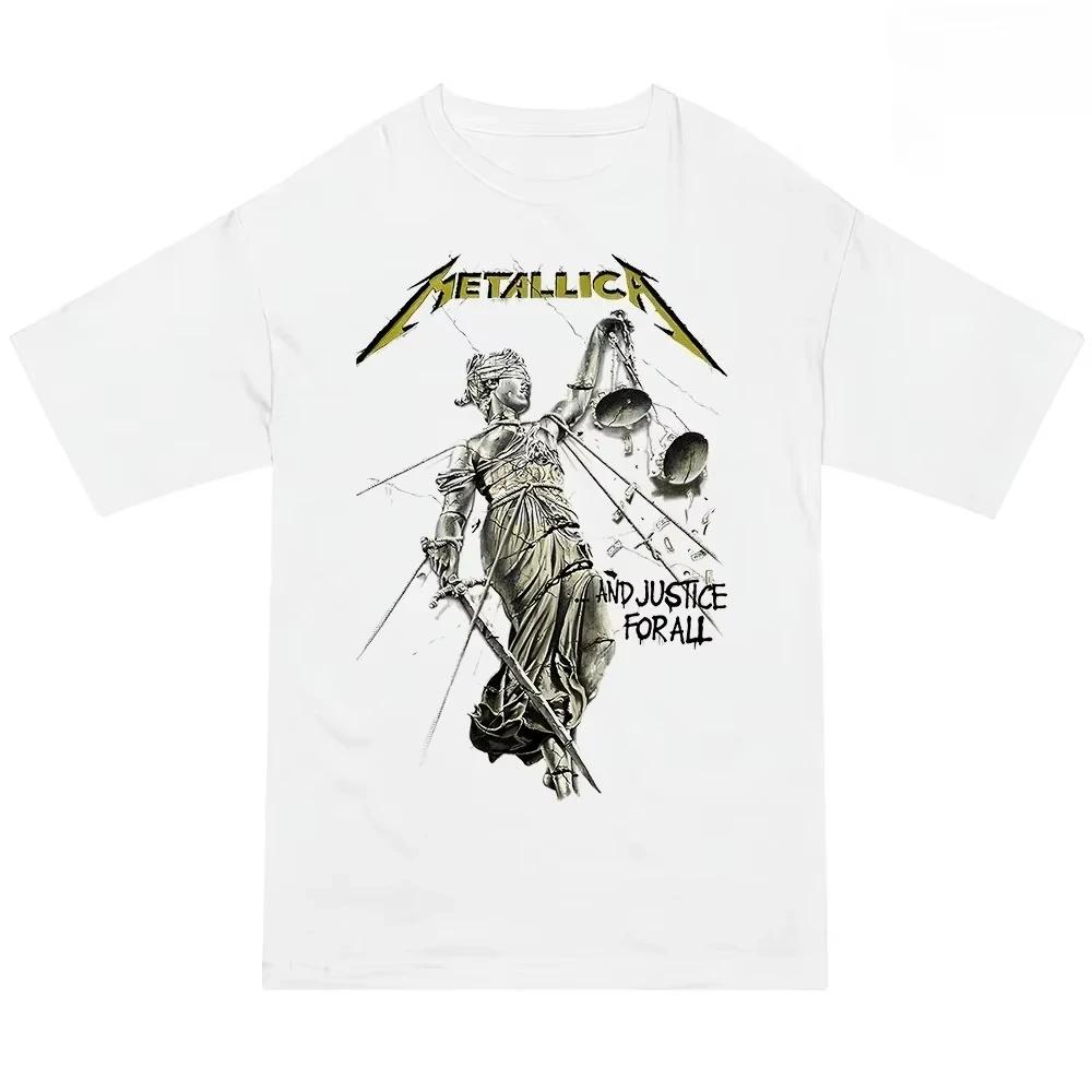 Metallica Rock Band T-shirt, Unisex, Retro Band Heavy Metal Rock, Street Hip-hop Art Enthusiast Trendy T-shirt