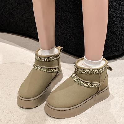 Fashion Women's Shoes 2024 Brand Slip-on Women's Boots Fashion Round Toe Daily Boots Women Autumn Short Plush Keep Warm Snow Boots