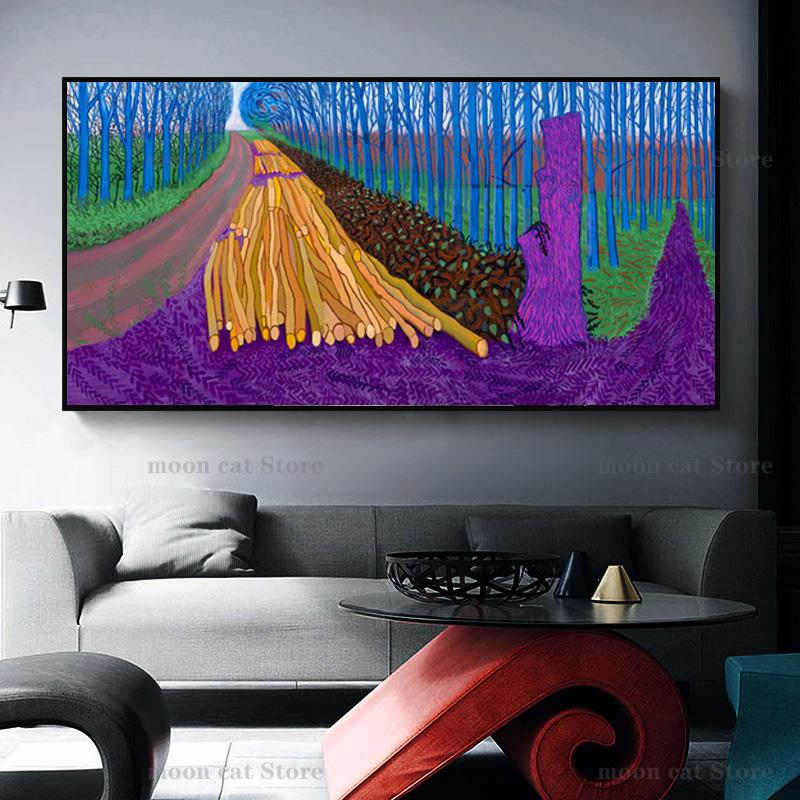 David Hockney De Aankomst van de Lente Poster Landschap Kunstwerk Prints Groen Tij Canvas Schilderij Muurkunst Foto's Huisdecoratie