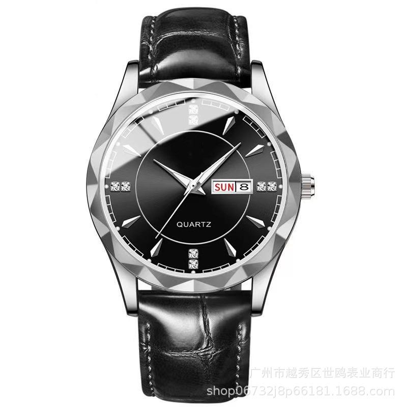 Trendy Men'S Watch Men'S Waterproof Stainless Steel Double Calendar Premium Quartz Watch Luminous