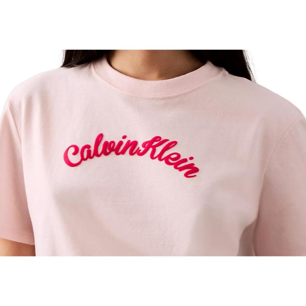 Calvin Klein Soft Breathable Comfortable Crew Neck Pullover Short Sleeve T-Shirt Women Tops Light-Pink 478011S-690