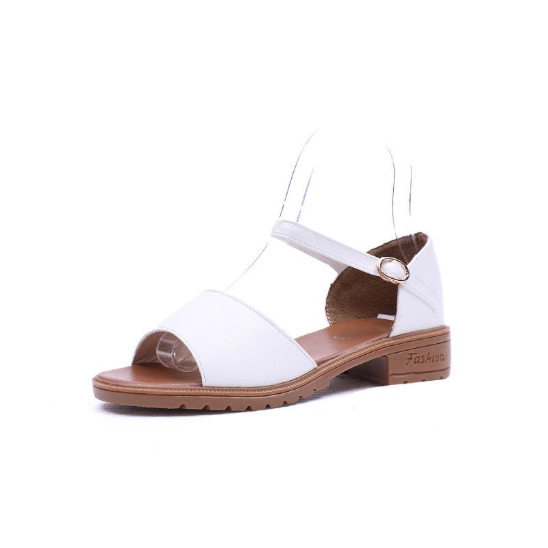 

Women s shoes 2018 summer Korean version fashion fish mouth shoes sandals low heel one word belt women s shoes 35 белый