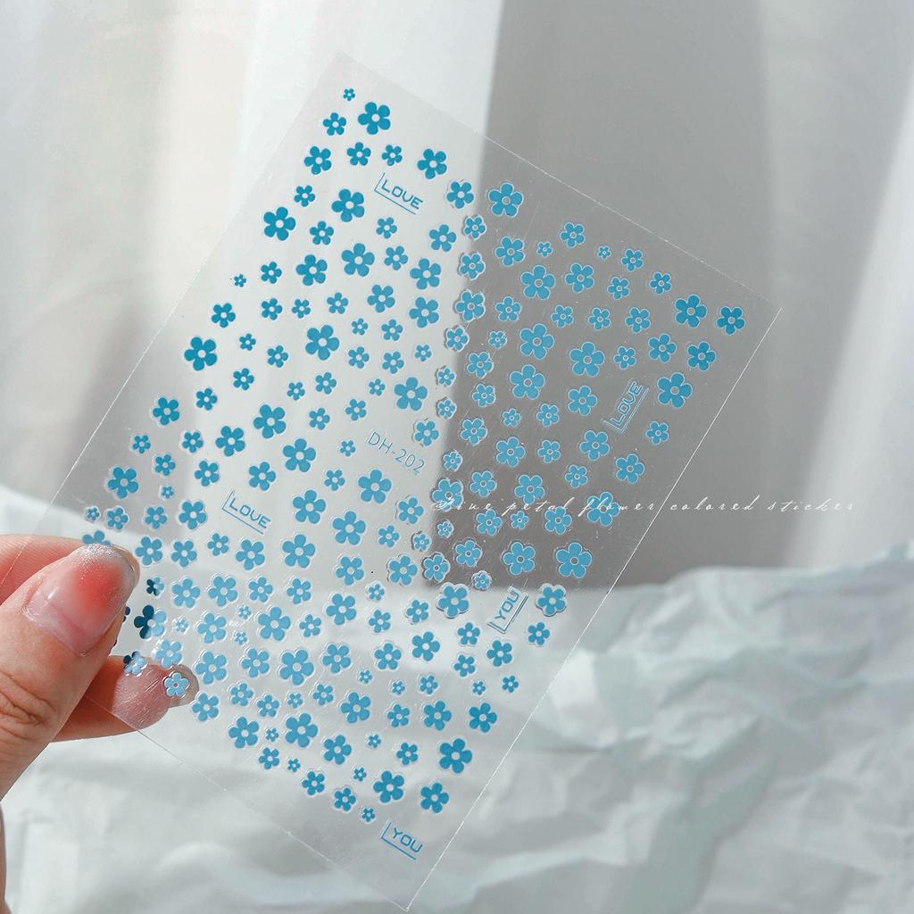 1PC 3D Summer Five Petals Florals Colorful Flowers Nail Stickers Floral Adhesive Sliders Nail Art Decoration For Manicure Decals