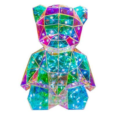 Yousheng Teddybär Nachtlicht Prismatisch Schillernd LED Bärenlampe DIY Montage Bunte Hasenlampe für Valentinstagsgeschenk Schlafzimmer Party Deko